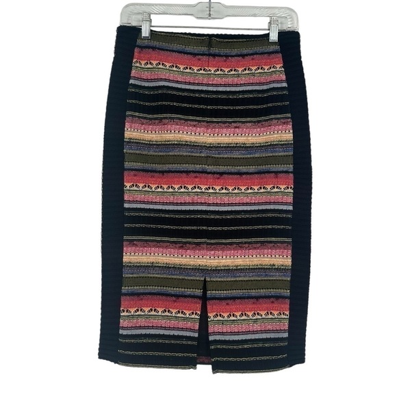 Anthropologie Cecilia Prado Colorful Knit Pencil Skirt Size XS Slit Back - Picture 2 of 4